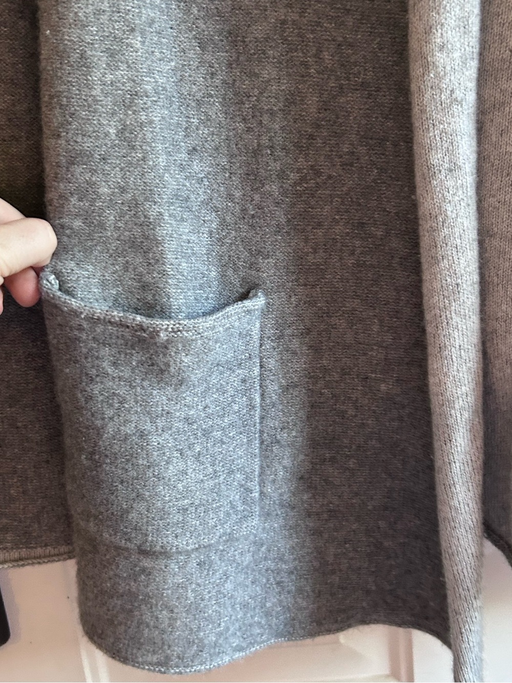 Babaton Gray Wool Cashmere Long Open Cardigan Sweater Pockets - Picture 16 of 16